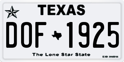 TX license plate DOF1925