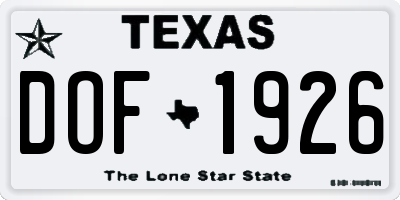 TX license plate DOF1926