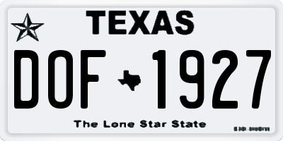 TX license plate DOF1927