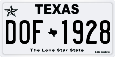 TX license plate DOF1928