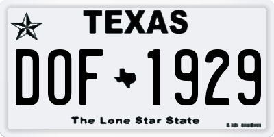 TX license plate DOF1929