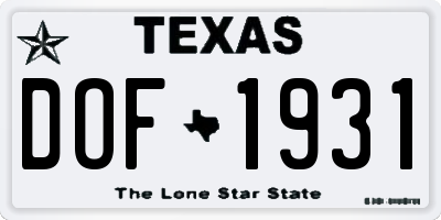 TX license plate DOF1931