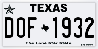 TX license plate DOF1932