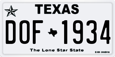 TX license plate DOF1934