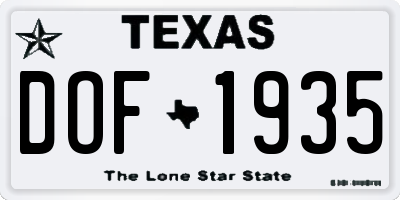 TX license plate DOF1935