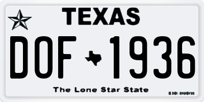 TX license plate DOF1936