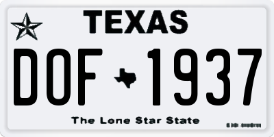 TX license plate DOF1937