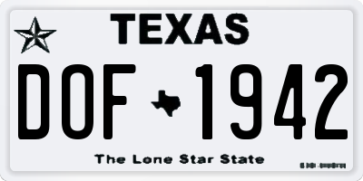 TX license plate DOF1942