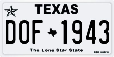 TX license plate DOF1943