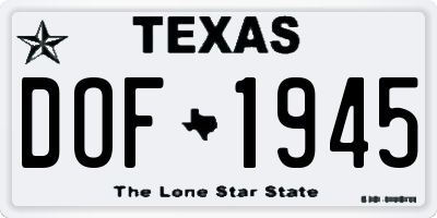 TX license plate DOF1945
