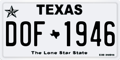 TX license plate DOF1946