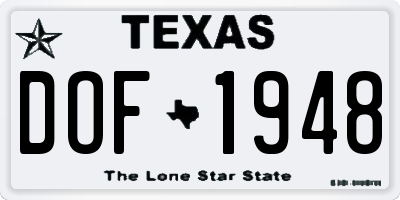 TX license plate DOF1948