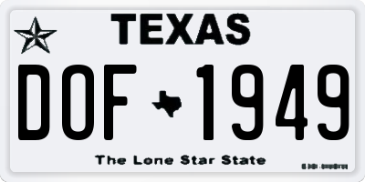 TX license plate DOF1949