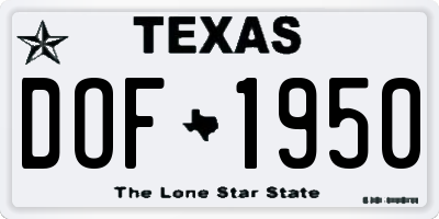 TX license plate DOF1950