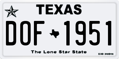 TX license plate DOF1951