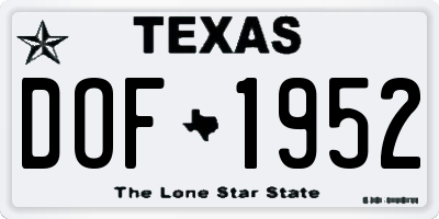 TX license plate DOF1952