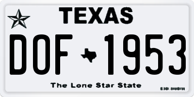 TX license plate DOF1953