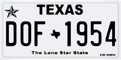 TX license plate DOF1954