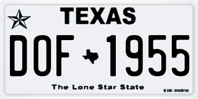 TX license plate DOF1955