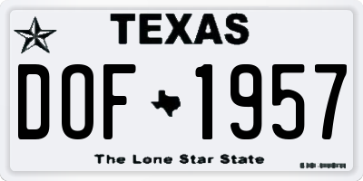 TX license plate DOF1957