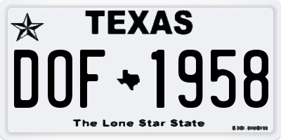 TX license plate DOF1958