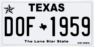 TX license plate DOF1959