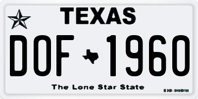 TX license plate DOF1960