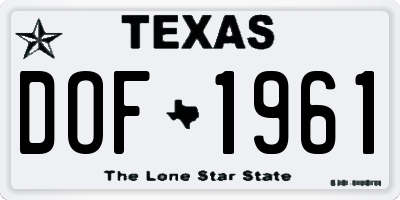 TX license plate DOF1961