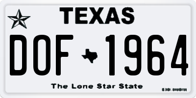 TX license plate DOF1964