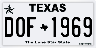 TX license plate DOF1969