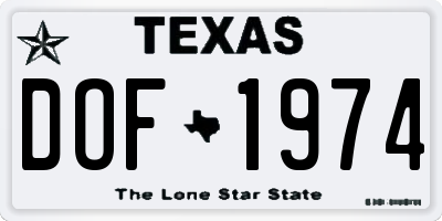 TX license plate DOF1974