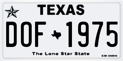 TX license plate DOF1975