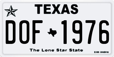 TX license plate DOF1976