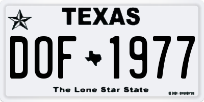 TX license plate DOF1977