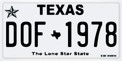 TX license plate DOF1978
