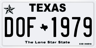 TX license plate DOF1979