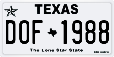 TX license plate DOF1988
