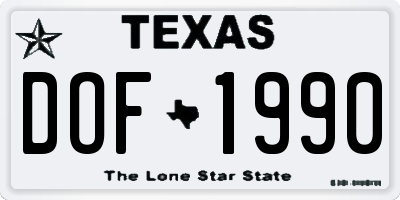 TX license plate DOF1990