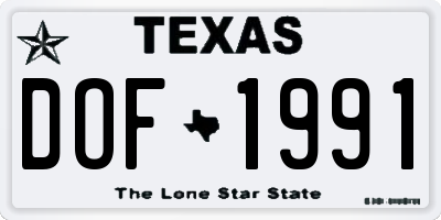 TX license plate DOF1991