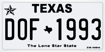 TX license plate DOF1993