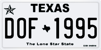 TX license plate DOF1995