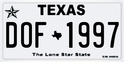 TX license plate DOF1997