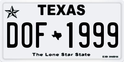 TX license plate DOF1999