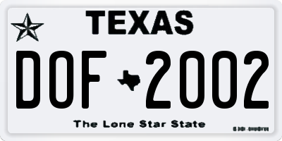 TX license plate DOF2002