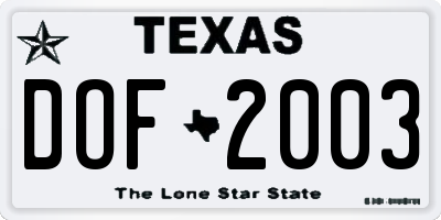 TX license plate DOF2003