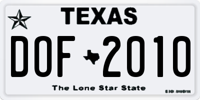TX license plate DOF2010