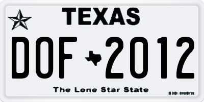 TX license plate DOF2012