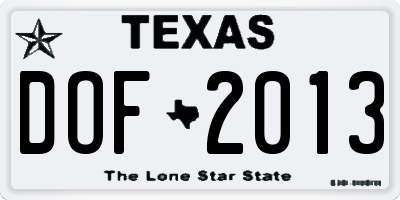 TX license plate DOF2013