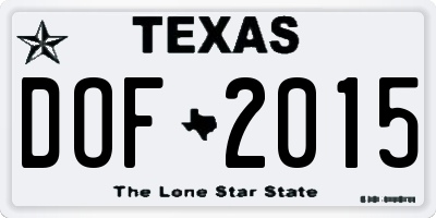 TX license plate DOF2015