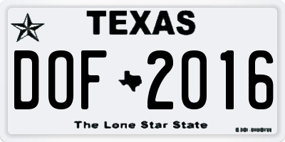 TX license plate DOF2016